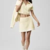 Tennis Club Pullover Knit Cropped Polo – Oatmeal/Weiß