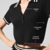 Tennis Club Pullover Knit Cropped Polo – Schwarz/Elfenbein