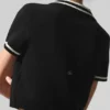 Tennis Club Pullover Knit Cropped Polo – Schwarz/Elfenbein