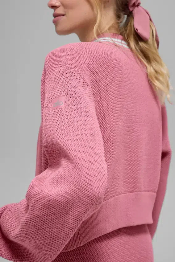 Tennis Club Pullover Knit Full Zip Jacke – Pink Wild Rose/Weiß