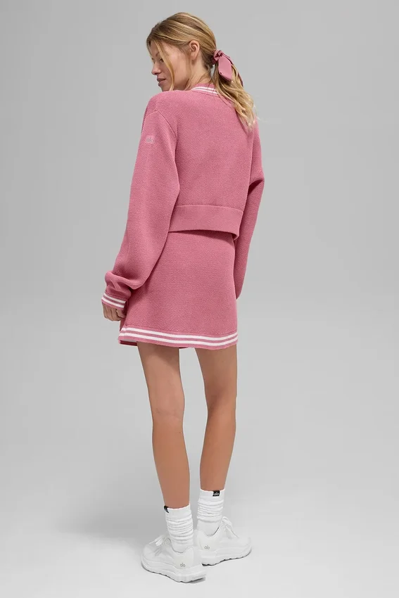 Tennis Club Pullover Knit Full Zip Jacke – Pink Wild Rose/Weiß