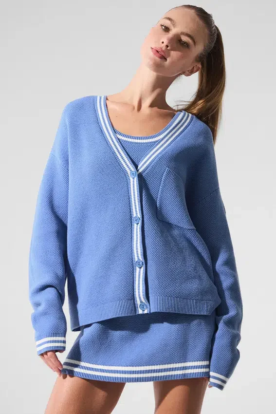 Tennis Club Pullover – Kristallklares Blau/Weiß