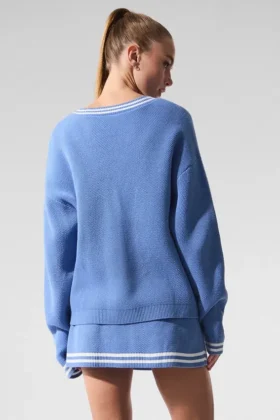 Tennis Club Pullover – Kristallklares Blau/Weiß