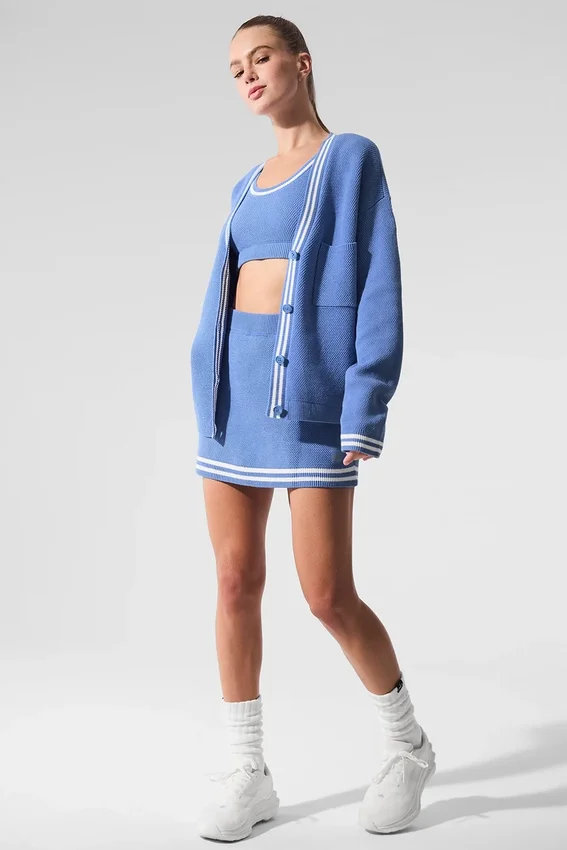 Tennis Club Pullover – Kristallklares Blau/Weiß