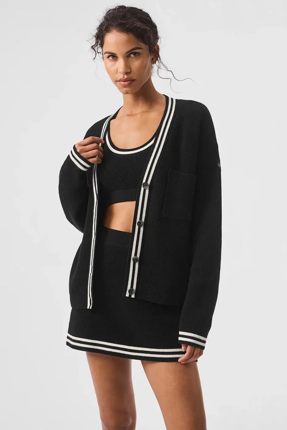 Tennis Club Pullover – Schwarz/Elfenbein