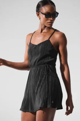 Tennis-Kleid „Micro Plisse Game“ – Schwarz