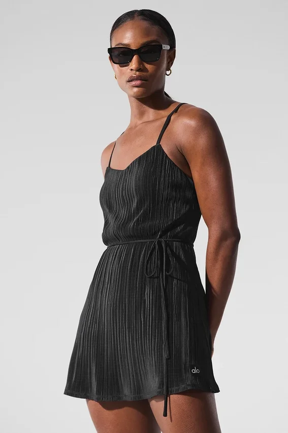 Tennis-Kleid „Micro Plisse Game“ – Schwarz