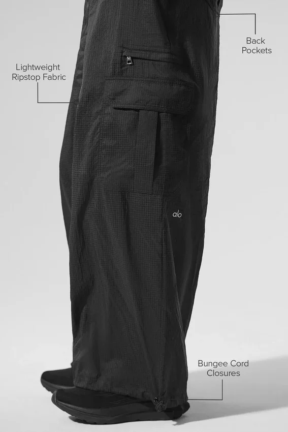 Transparente „Game Time“-Leggings mit weitem Bein – Schwarz
