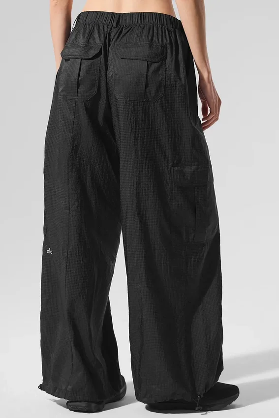 Transparente „Game Time“-Leggings mit weitem Bein – Schwarz