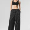 Transparente „Game Time“-Leggings mit weitem Bein – Schwarz