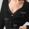 Transparente, kurz geschnittene Kaschmir-Strickjacke – Schwarz