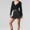 Transparente, kurz geschnittene Kaschmir-Strickjacke – Schwarz