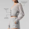 Transparente, kurze Kaschmir-Strickjacke – Athletic Heather Grey