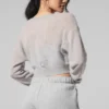 Transparente, kurze Kaschmir-Strickjacke – Athletic Heather Grey