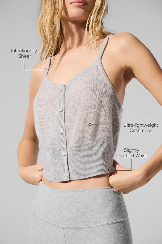 Transparentes Kaschmir-Top – Athletic Heather Grey