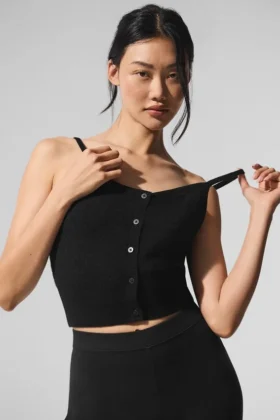 Transparentes Kaschmir-Top – Schwarz