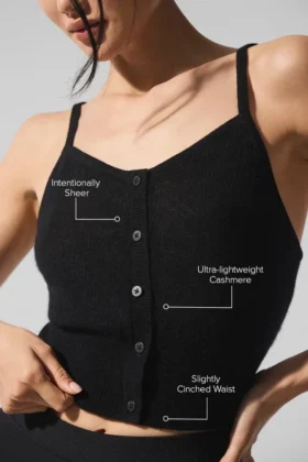 Transparentes Kaschmir-Top – Schwarz