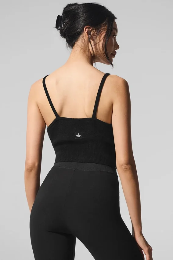 Transparentes Kaschmir-Top – Schwarz