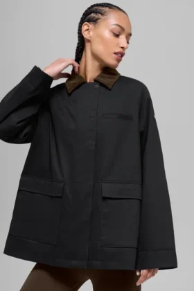 Twill Barn Jacke – Schwarz/Espresso