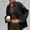 Twill Barn Jacke – Schwarz/Espresso
