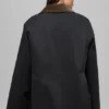 Twill Barn Jacke – Schwarz/Espresso