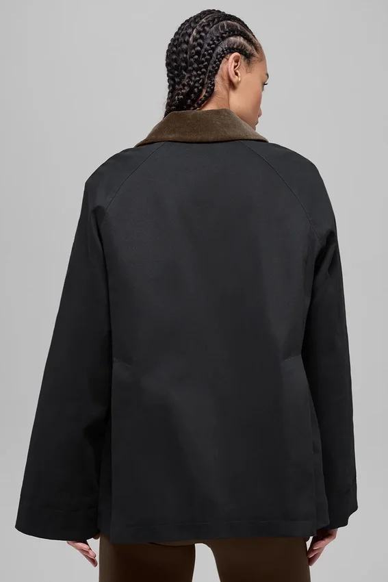 Twill Barn Jacke – Schwarz/Espresso