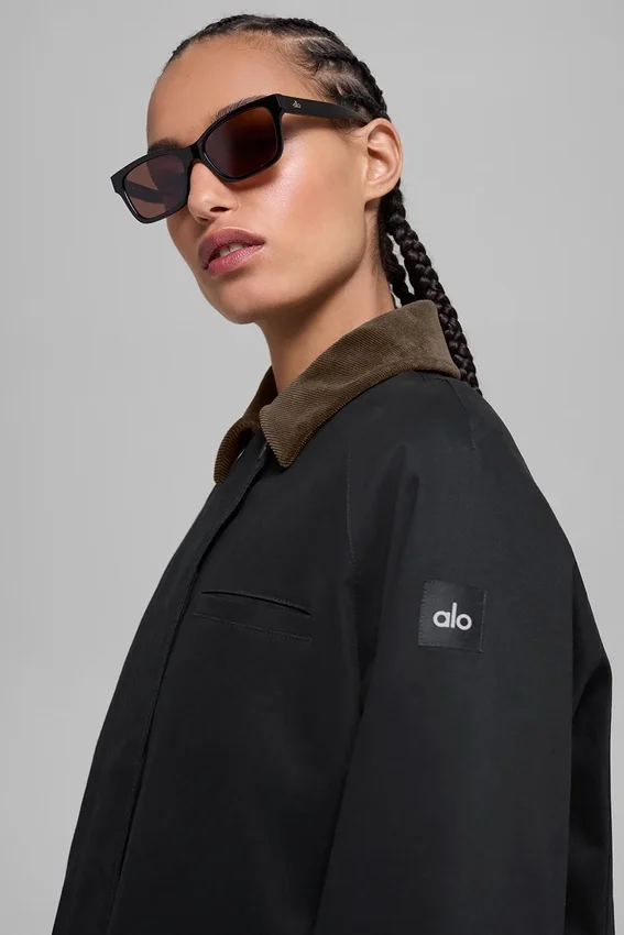Twill Barn Jacke – Schwarz/Espresso