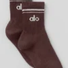 Unisex-Halb-Crew-Retro-Socken – Brownstone/Weiß
