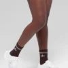 Unisex-Halb-Crew-Retro-Socken – Brownstone/Weiß