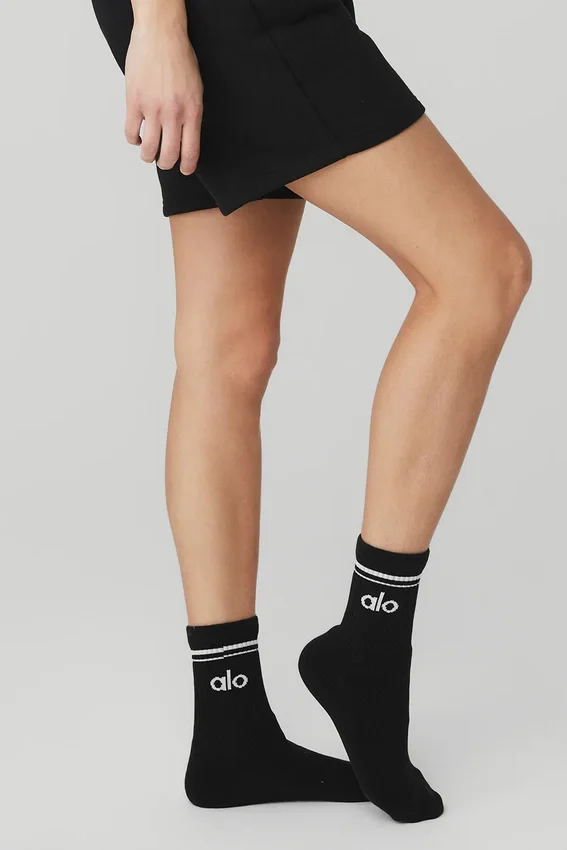 Unisex-Halbsocken im Retro-Stil – Schwarz/Weiß