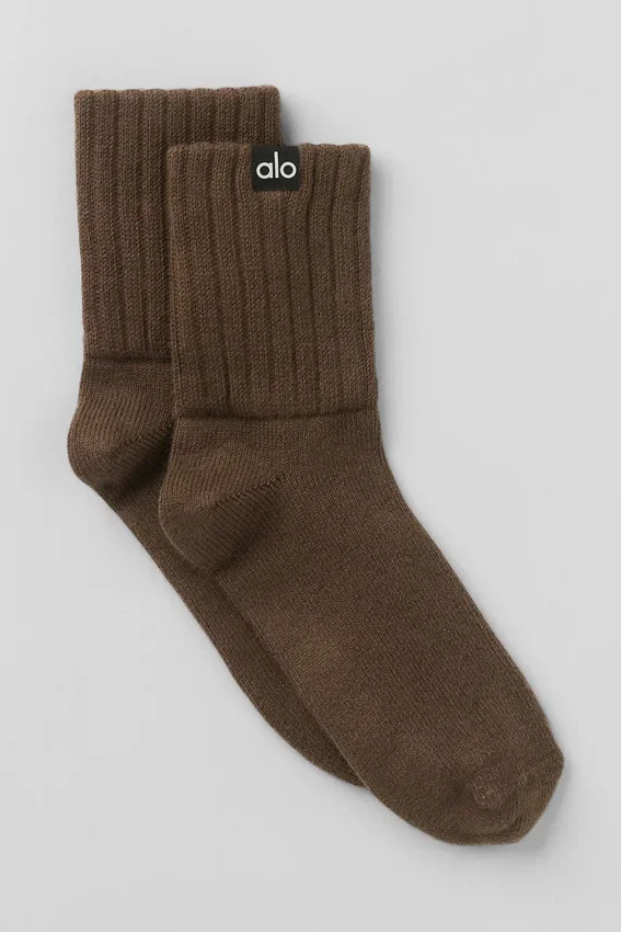 Unisex-Halbstrümpfe mit gerafftem Bündchen – Espresso