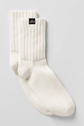 Unisex-Halbstrümpfe mit Rüschen – Elfenbein