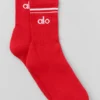 Unisex-Halbstrumpf im Retro-Stil – Leuchtend Rot/Weiß