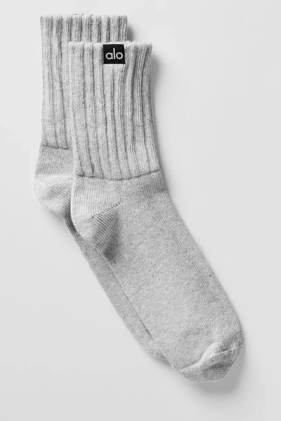 Unisex-Halbstrumpf mit gerafftem Bündchen – Athletic Heather Grey
