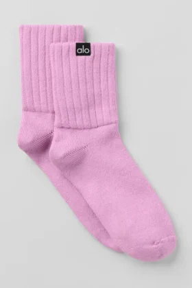 Unisex-Halbstrumpf mit gerafftem Bündchen – Candy Heart Pink