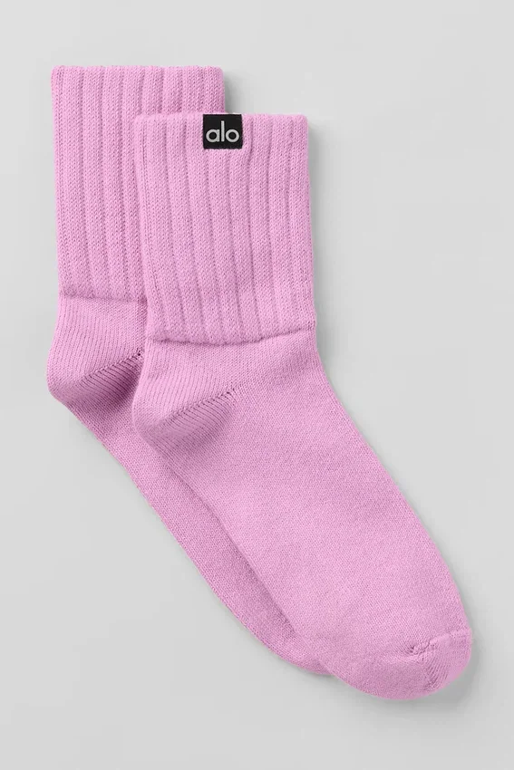 Unisex-Halbstrumpf mit gerafftem Bündchen – Candy Heart Pink