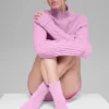 Unisex-Halbstrumpf mit gerafftem Bündchen – Candy Heart Pink