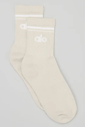 Unisex-Half-Crew-Throwback-Socken – Beige/Weiß