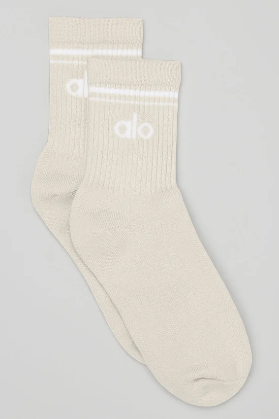 Unisex-Half-Crew-Throwback-Socken – Beige/Weiß