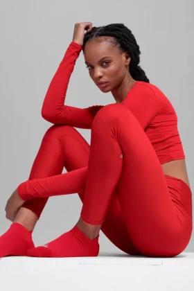 Unisex-Performance-Tab-Socken – Leuchtend Rot