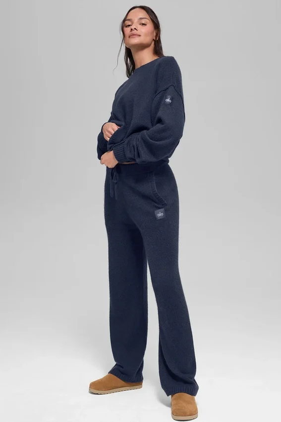 Unisex-Pullover „New Class“ aus Wolle und Kaschmir mit Rundhalsausschnitt – Marineblau