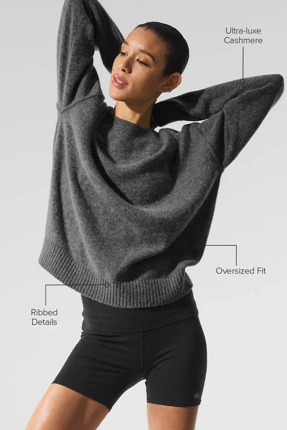Unisex-Pullover „New Class“ aus Wolle und Kaschmir mit Rundhalsausschnitt – Platingrau