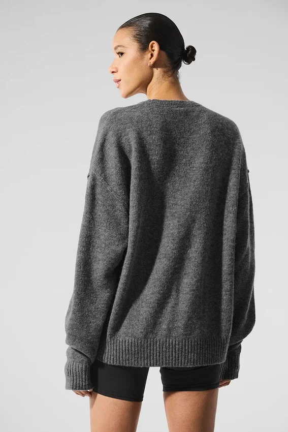 Unisex-Pullover „New Class“ aus Wolle und Kaschmir mit Rundhalsausschnitt – Platingrau