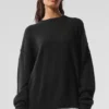 Unisex-Pullover „New Class“ aus Wolle und Kaschmir mit Rundhalsausschnitt – Schwarz