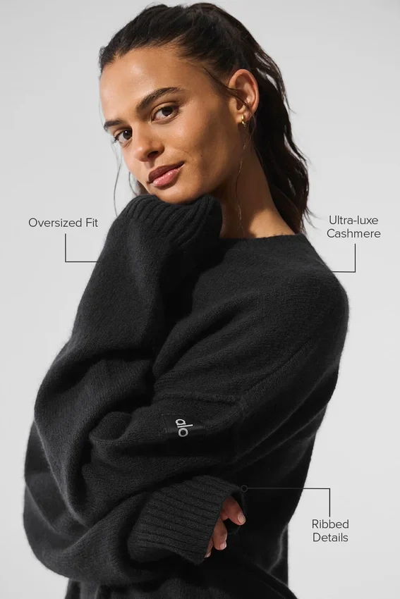 Unisex-Pullover „New Class“ aus Wolle und Kaschmir mit Rundhalsausschnitt – Schwarz
