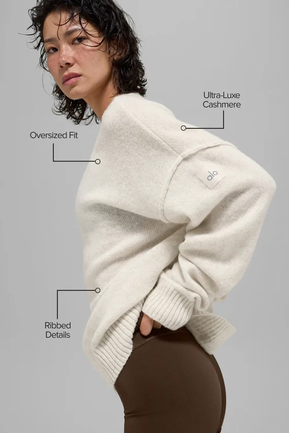 Unisex-Pullover „New Class“ mit Rundhalsausschnitt aus Wolle und Kaschmir – Bone Heather