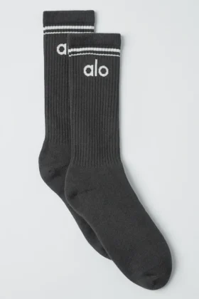 Unisex-Retro-Socken – Anthrazit/Weiß