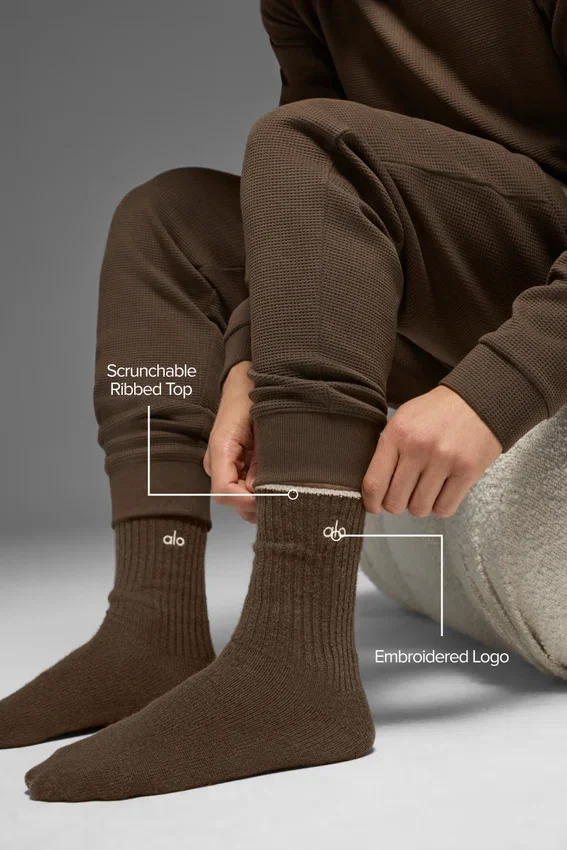 Unisex-Socken aus Wolle und Kaschmir mit leichtem Frost-Effekt – Espresso-Melange/Elfenbein