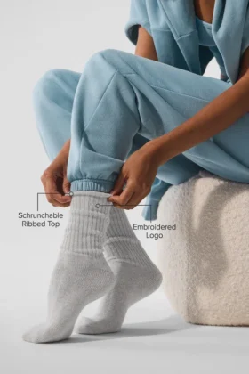 Unisex-Socken aus Wolle und Kaschmir mit leichtem Frost-Effekt – Hellgrau meliert/Elfenbein