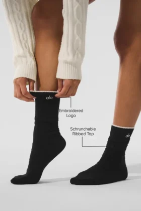 Unisex-Socken aus Wolle und Kaschmir mit leichtem Frost-Effekt – Schwarz/Elfenbein